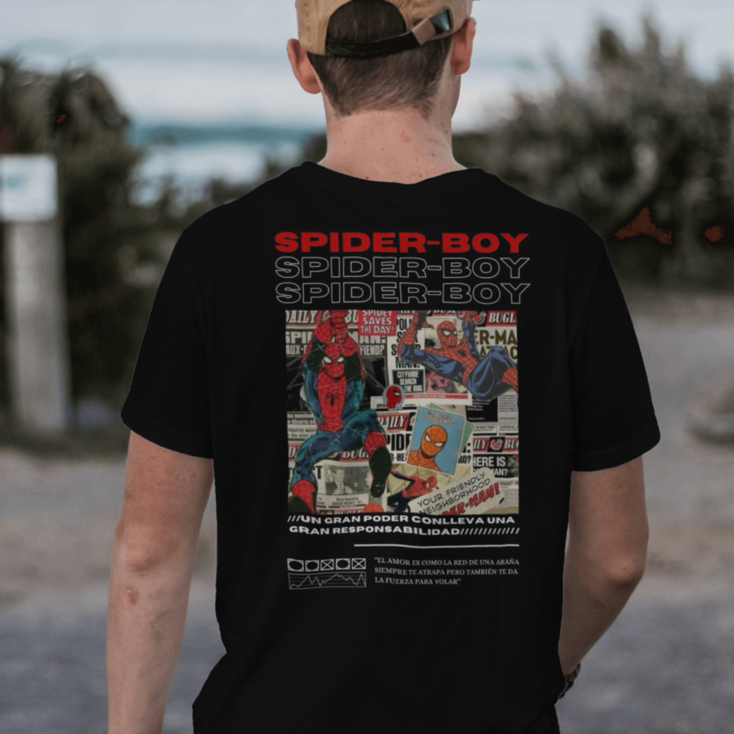 spiderman printed over sleeve t shirt