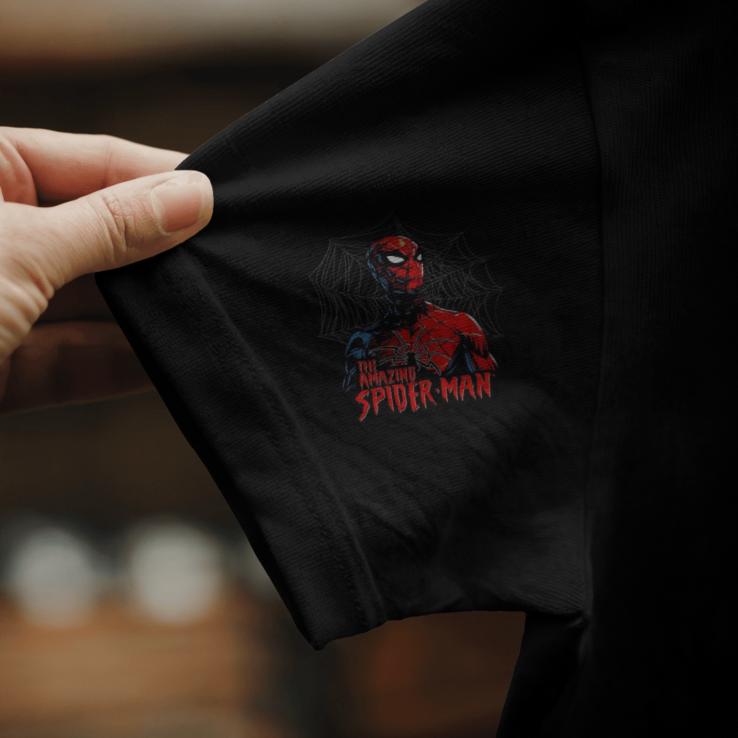 spiderman t shirt over sleeve